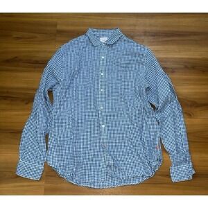 Mens SWIMS 100% Linen Gingham Button Down Casual Shirt